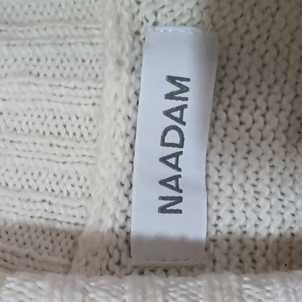 NWT Naadam off‎ white sweater sleeveless tunic with belt Small - Picture 2 of 4
